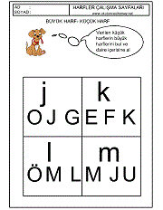 okul öncesi büyük küçük harf çalışma sayfaları